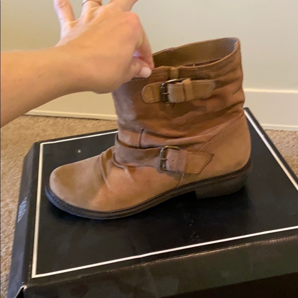 Tan leather booties